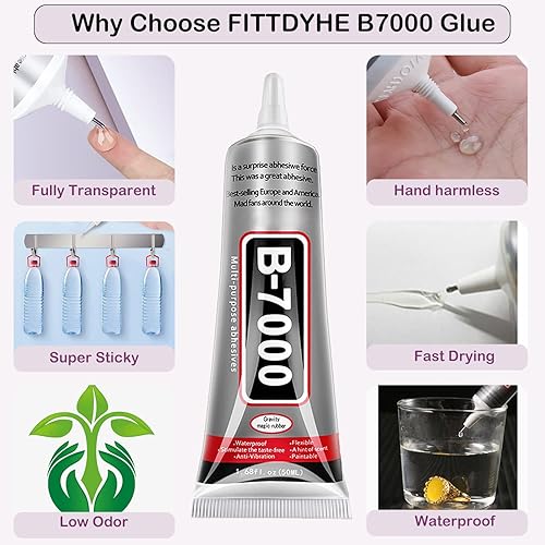 Miniatura 11 de B7000 - Pegamento adhesivo de diamantes de imitación para manualidades, 2 piezas de 3.7 fl oz/3.7 fl oz B7000 pegamento transparente con 5 2