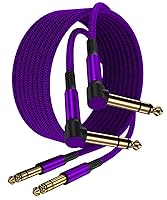 Vista 11 de Elebase Paquete de 2 cables TRS para instrumentos de 1/4 de pulgada de 3.3 pies, acodado a recto, conector macho jack estéreo de 6.35mm, línea