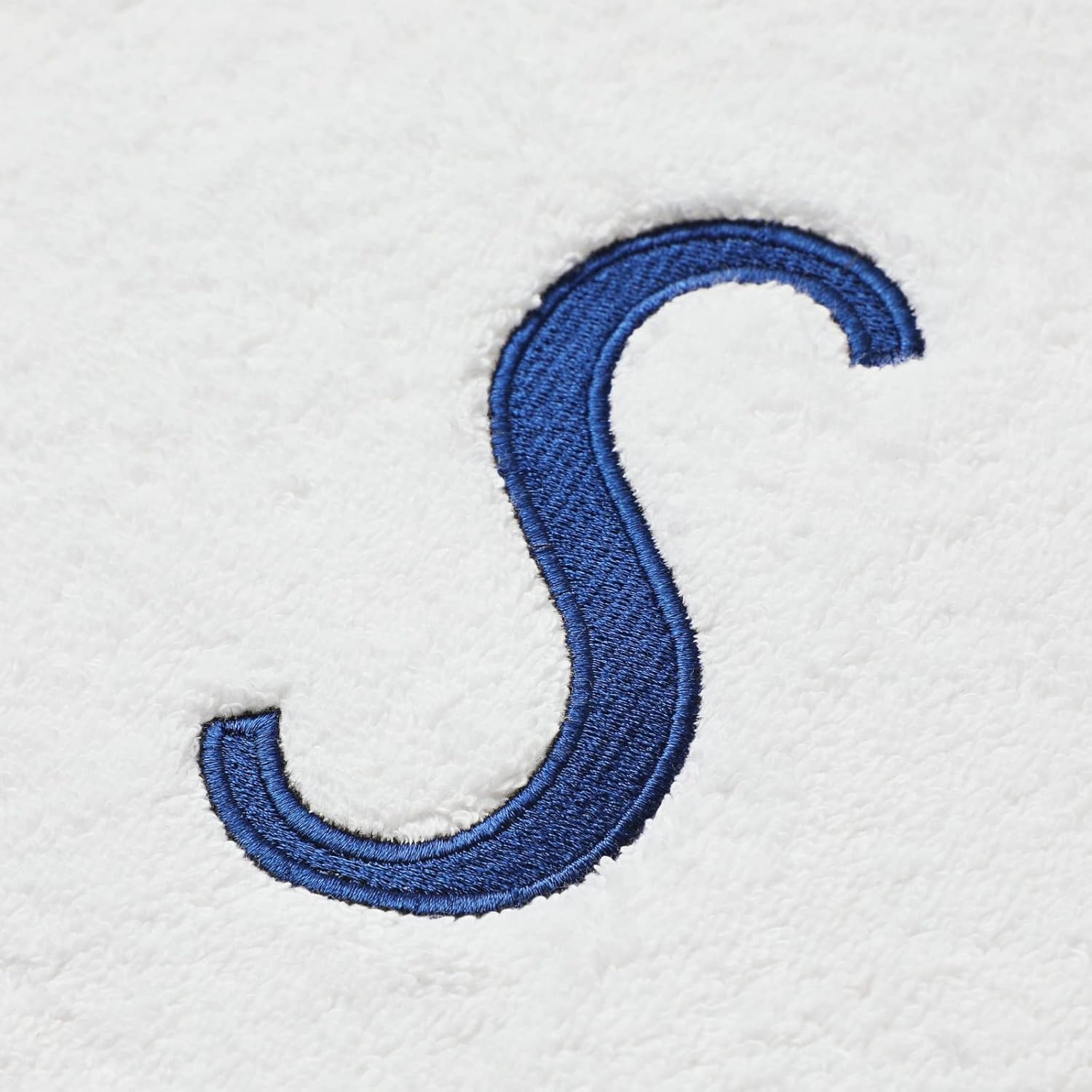 Juvale 3 Piece Letter S Monogrammed Bath Towels Set, White Cotton Bath Towel, Hand Towel, and Washcloth with Blue Embroidered Initial S for Wedding Gift, Bridal Shower