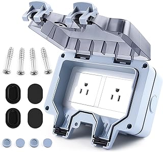 Zhushan Outdoor Weatherproof Wall Power Socket - Dual Function: Single 15A Waterproof Socket w/ 2 Gang Switched Cover, IP66 Rated, Lockable - Ideal for Garden, Outdoor, Indoor Use (125V/110-250V)