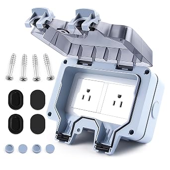 Zhushan Outdoor Weatherproof Wall Power Socket - Dual Function Single 15A Waterproof Socket w/ 2 Gang Switched Cover, IP66 Rated, Lockable - Ideal for Garden, Outdoor, Indoor Use 125V/110-250V