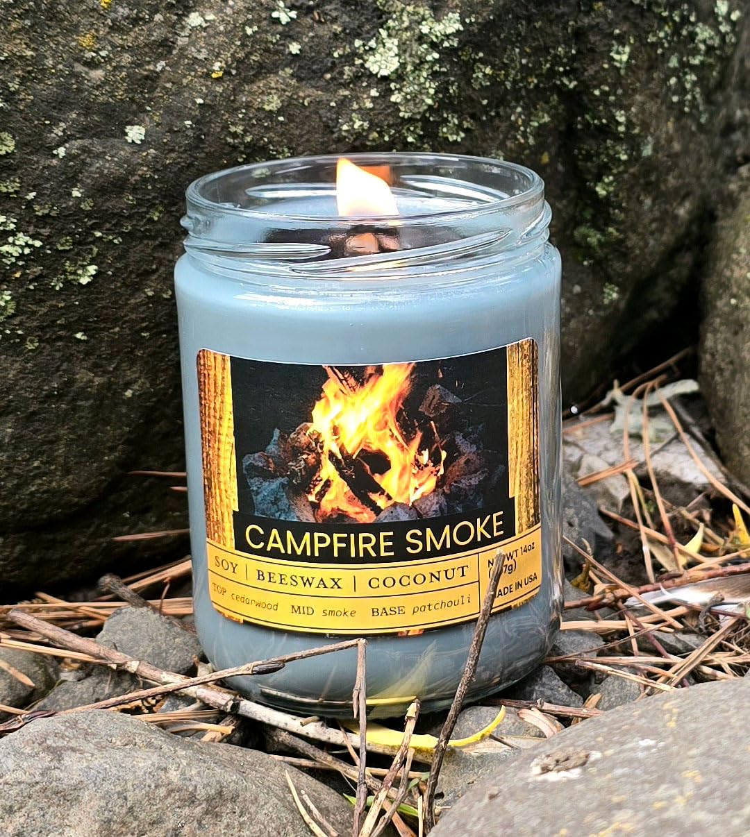 Amazon.com: Campfire Smoke Scented Jar Candle - Highly Scented - Made with  Plant Based Wax - Handmade in The USA