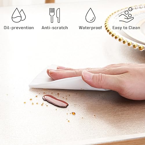 Miniatura 3 de Protector de mesa esmerilado de 36 x 60 pulgadas de grosor de PVC resistente al agua, rectangular, de plástico, antideslizante, para mesa de madera,