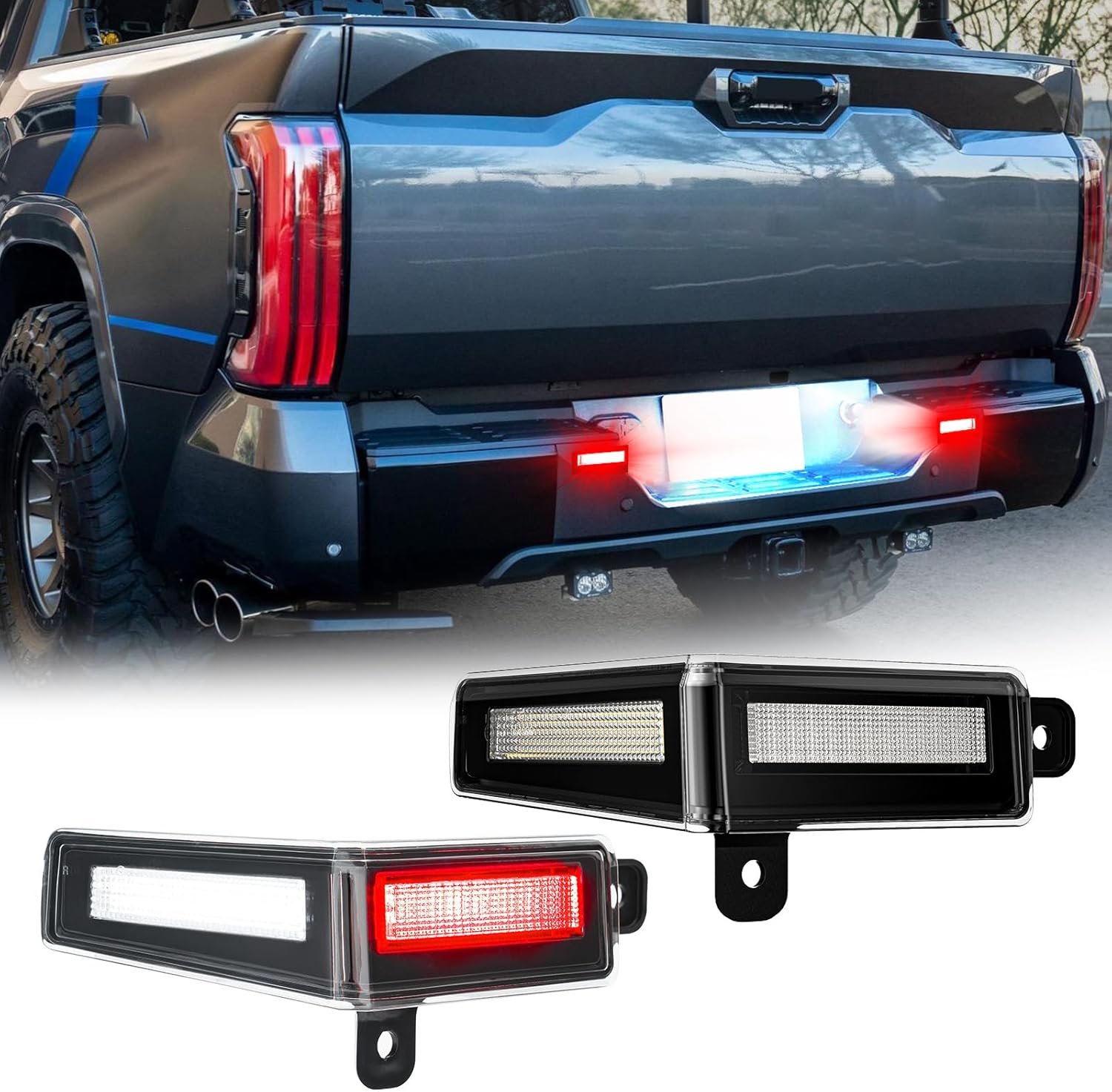 LED License Plate Light & Reverse Lights Assembly Compatible with 2022 2023 2024 2025 Tundra, 2PCS Rear Backup Lights with Clear Lens, LED License Plate Lamp