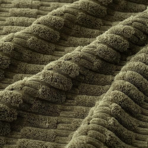 Miniatura 4 de MIULEE Paquete de 4 fundas de almohada decorativas de pana verde oliva de 18 x 18 pulgadas, fundas de almohada suaves de rayas bohemias modernas,