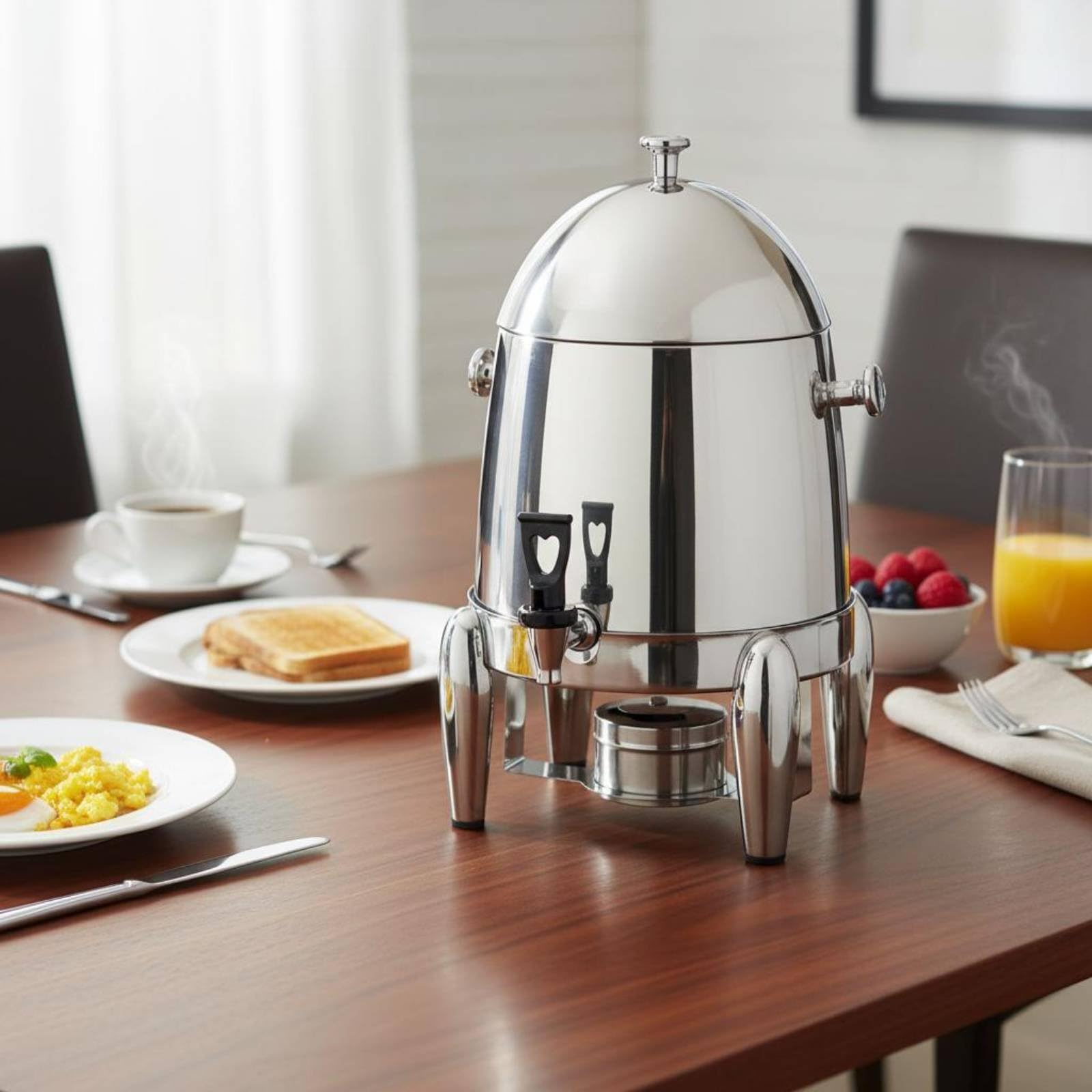 Contenitore Termico Termica con Rubinetto Uso Commerciale Contenitore Termico da Buffet Doppia Parete Brocca Isolata Grande per Ristoratori, Argento, Argento, Acciaio Inossidabile