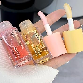 Fruit Flavoured Plumping Lip Oil Hydrating Lip Glow Oil, 4PCS Transparent Toot Lip Balm Nourishing Lip Gloss, Long Lasting Repairing Lightening Lip Lines