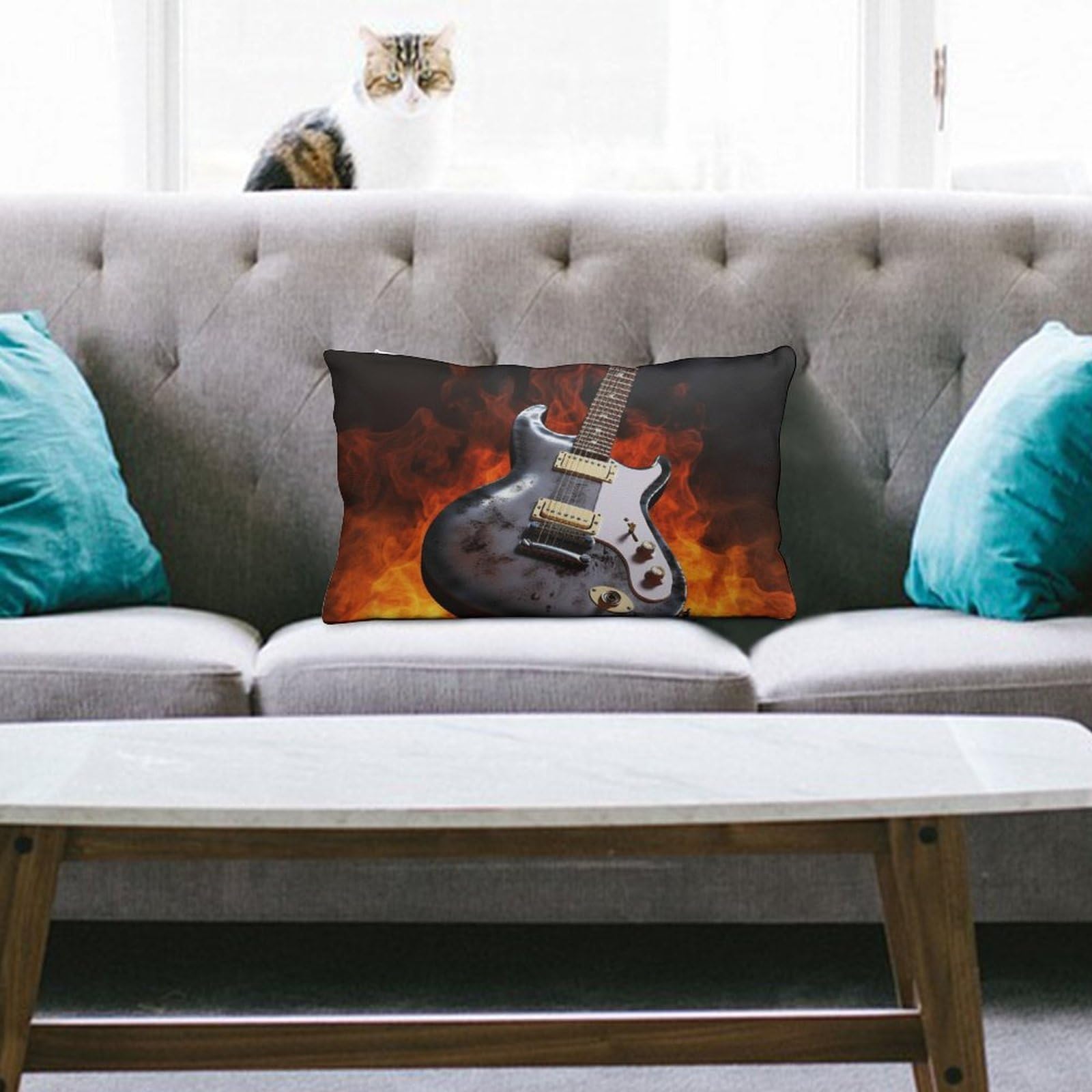 NTVOWPZO Decoration Throw Pillow Covers 8"x12" Pillowcases Covers Rock Guitar Soft Pillowcases Modern Farmhouse Home Decor Sofa Cushions Covers for Couch Bed Living Room