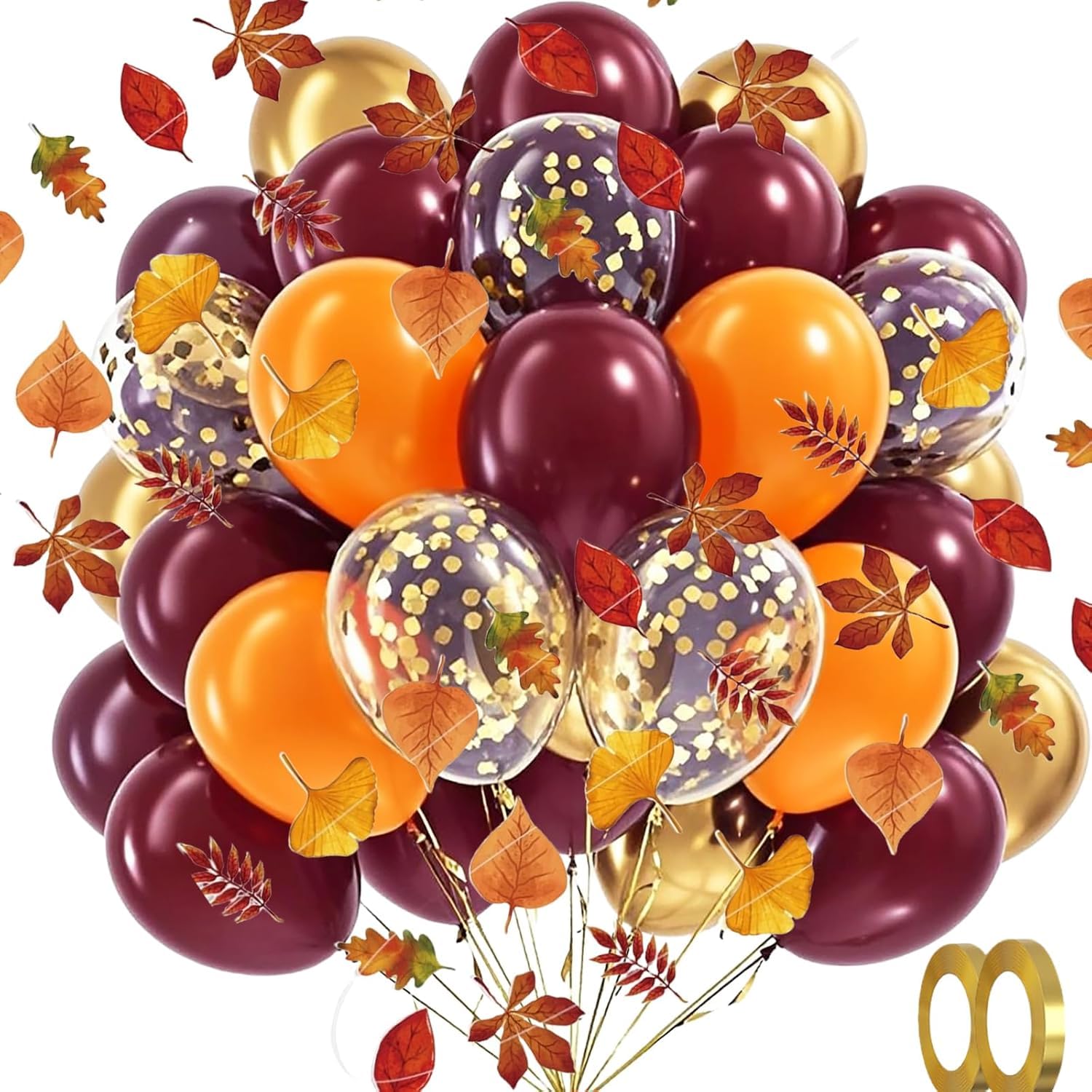 Herbst-Luftballons, Kastanienbraun, Orange, Gold, 40 Stück, 30,5 cm, für Herbst, Brautparty, Geburtstagsparty, Blattgirlanden, Erntedank-Dekorationen