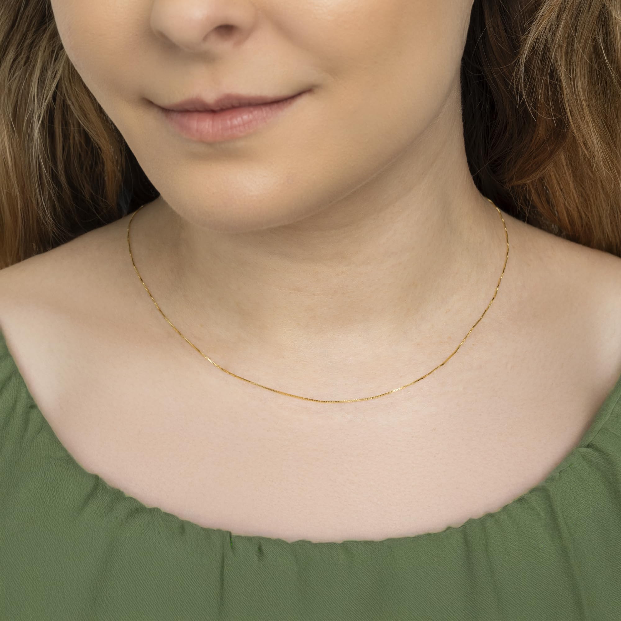 Amberta Collana Donna Oro 14K 18K Vero | Catenina Oro Donna Uomo Super Sottile Delicata 40/45/50 cm | Girocollo Barbazzale Singapore Veneziana