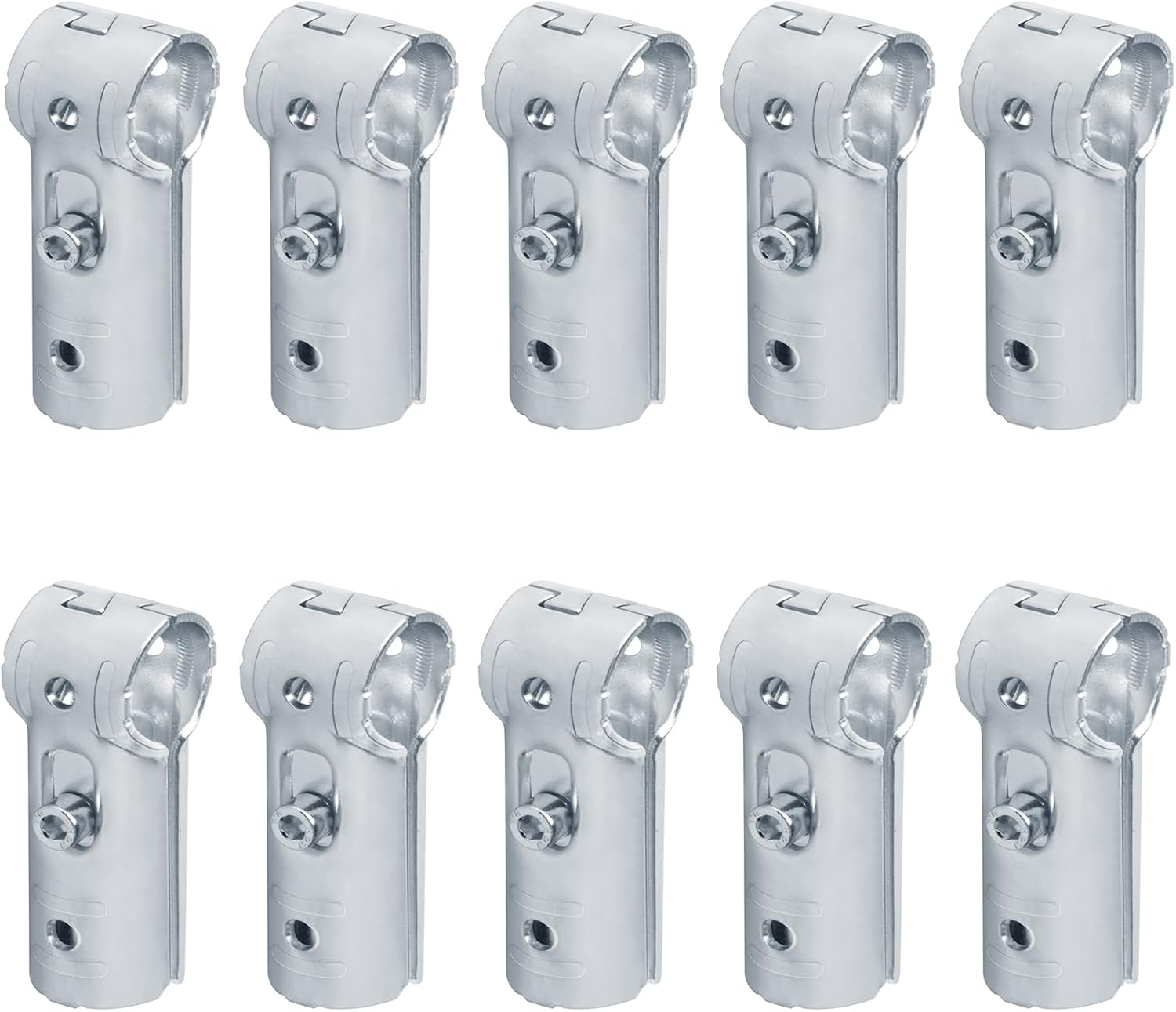 10 Sets T Pipe Clamp Connector for 1-1/4" x 1-1/4" (1.25" OD) Round Tube Frame, Chain Link Fence Tee Clamps