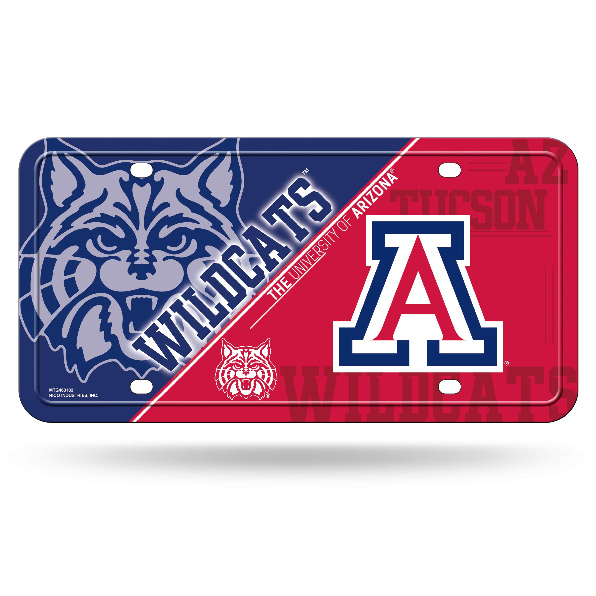 Rico Industries NCAA Arizona Wildcats Metal License Plate Tag, 6 x 11.5
