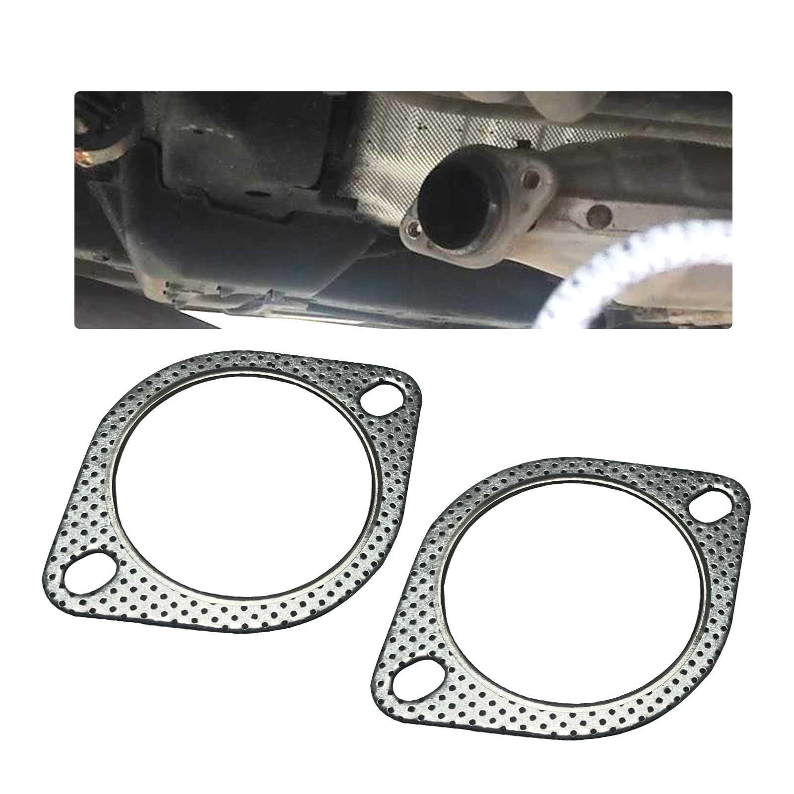 1 Pack 2 Pcs Car Exhaust Pipe Interface Gasket, Exhaust Flange,3.0" Id Pipe Clamp Flange Reinforced High Temperature Gasket,Fits for Car