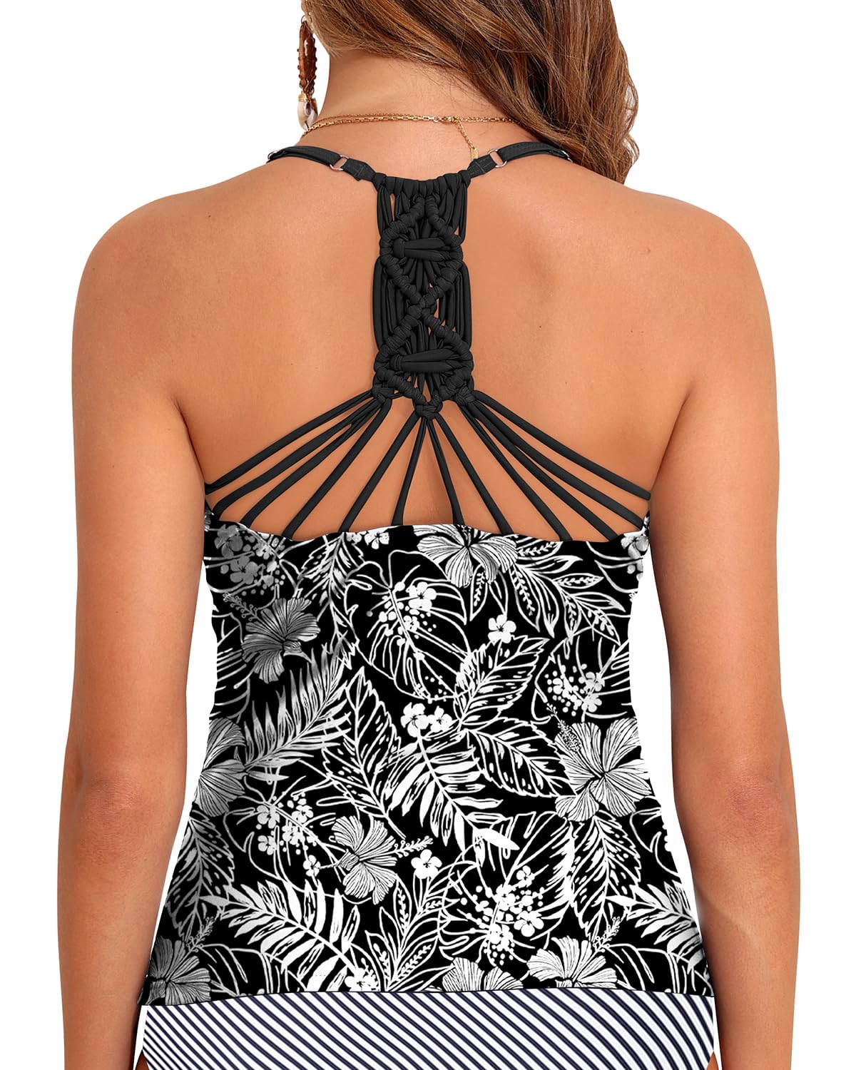 Holipick Damen-Tankini-Oberteil, V-Ausschnitt, mit Bauchkontrolle, gerafft, Badeoberteil, ohne Hose