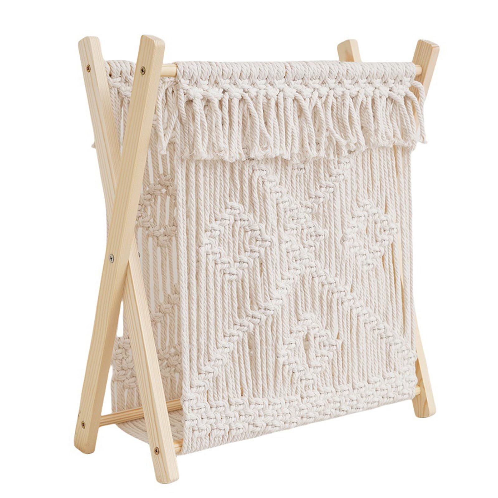Kalttoy Sturdy Cotton Rope Magazine Rack Woven Storage Rack Cotton Rope Organizers for Documents and Towels Book Stand