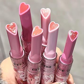 3 Colors Jelly Lipstick Gift Set, Heart Shape Lip Stain Gloss, Mirror Hydrating Love Lipstick, Moisturizing Tinted Balm, Vivid Color Glossy Makeup for Girls(A)