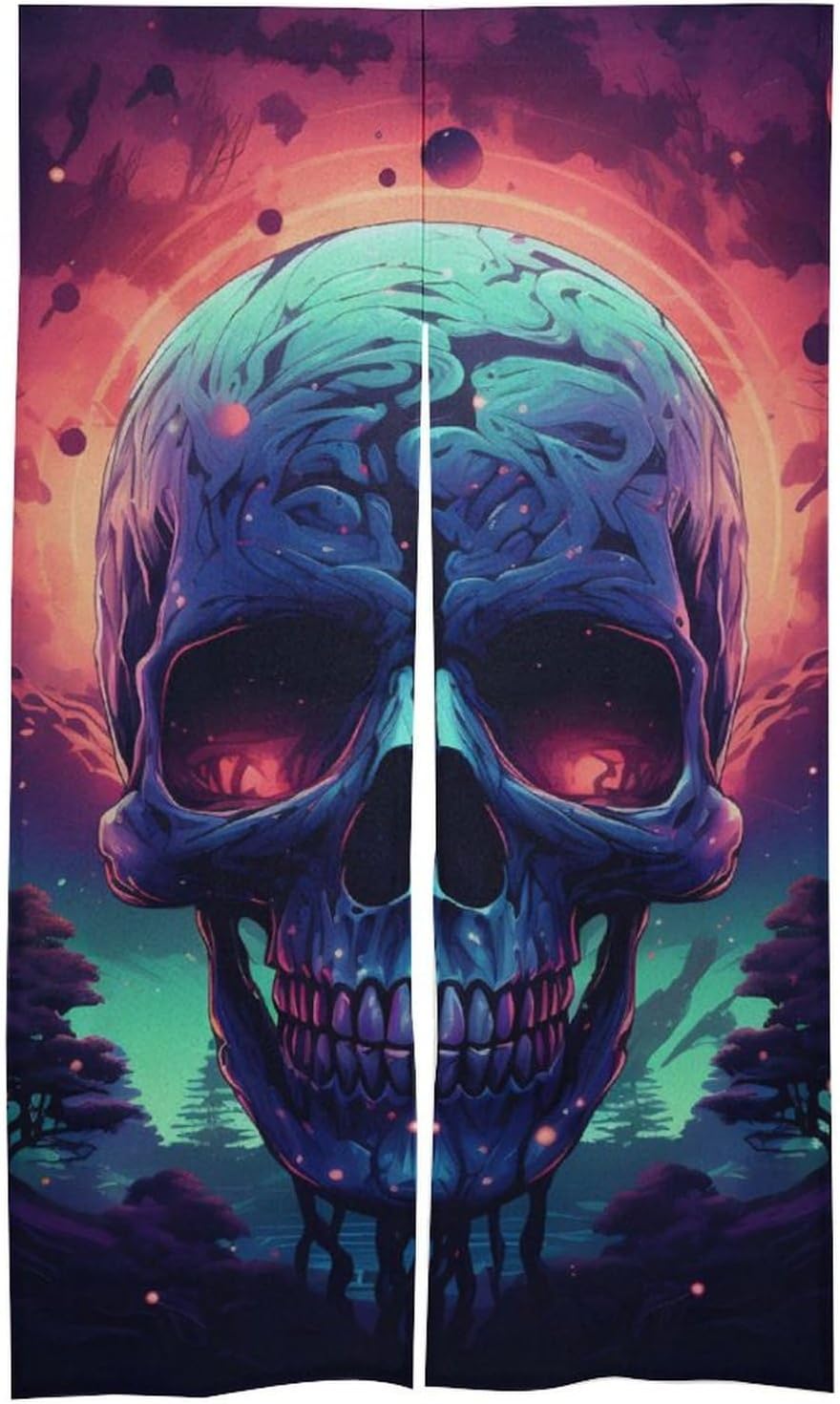 Blacklight Fire Skull Door Curtain Blackout Door Cover Curtains Door Screen for Home Accessories