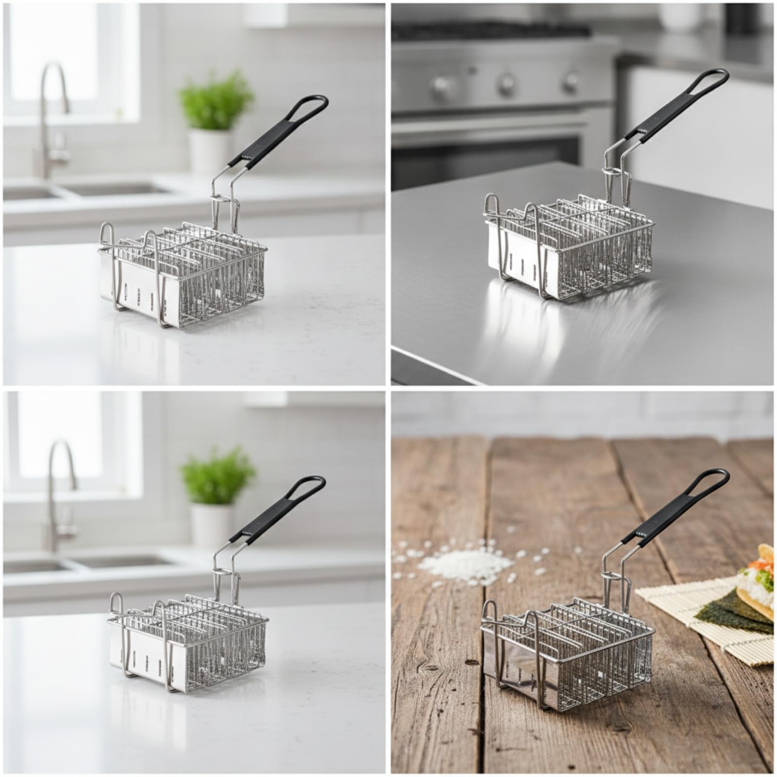 Gralara Cesta Freidora con Mango smontable Acero Inoxidable Profesional para Cocina