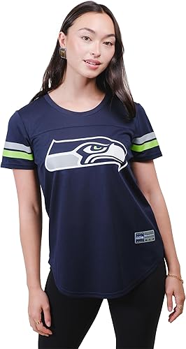 Miniatura 17 de Ultra Game Women's NFL Official Soft Mesh Varsity Stripe T-Shirt Blanco