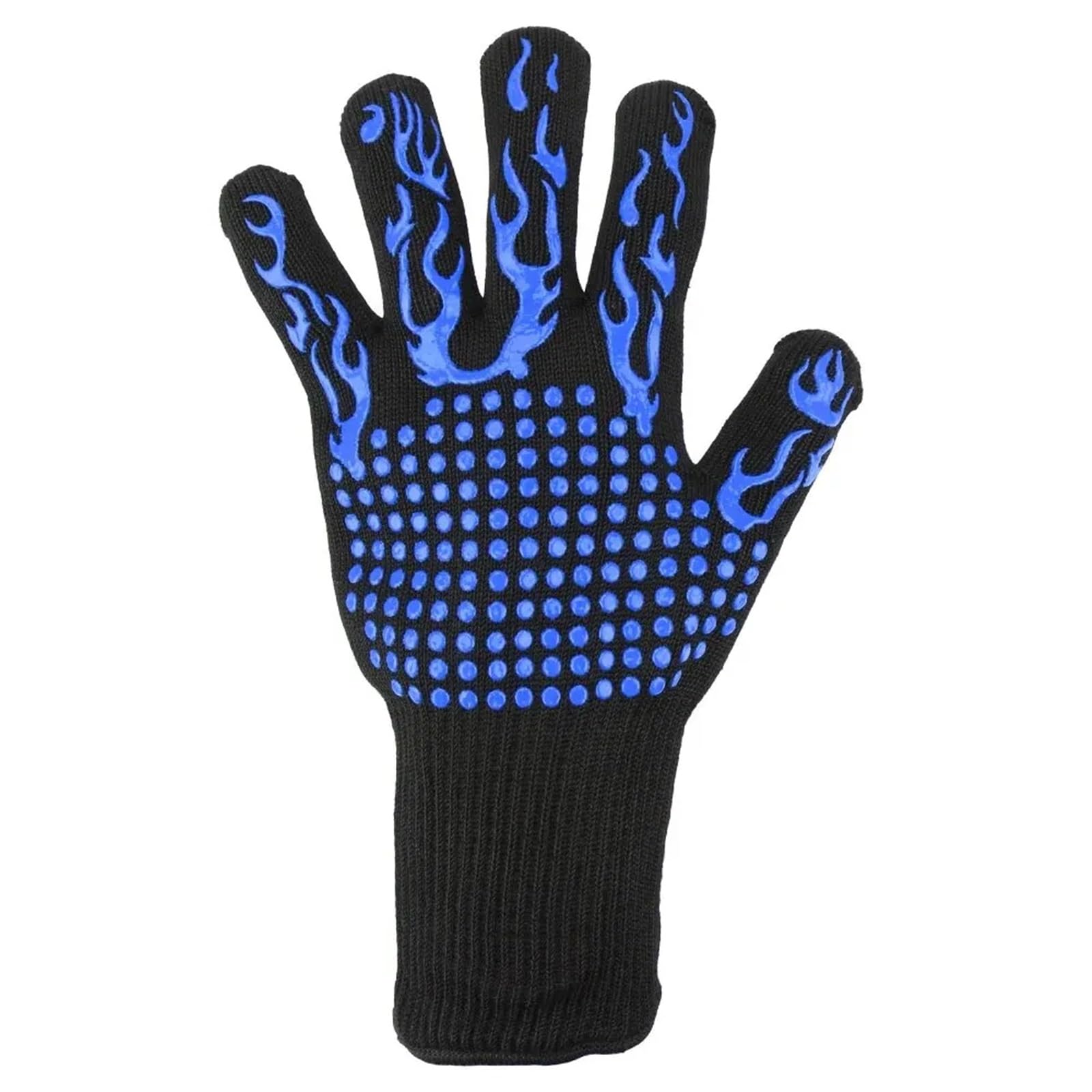 300–500 °C Grill-Feuerhandschuhe, flammhemmend, rutschfest, feuerfest, extrem hitzebeständig, Mikrowellen-Ofenhandschuhe, Ofenhandschuh für BBQ(Blue)