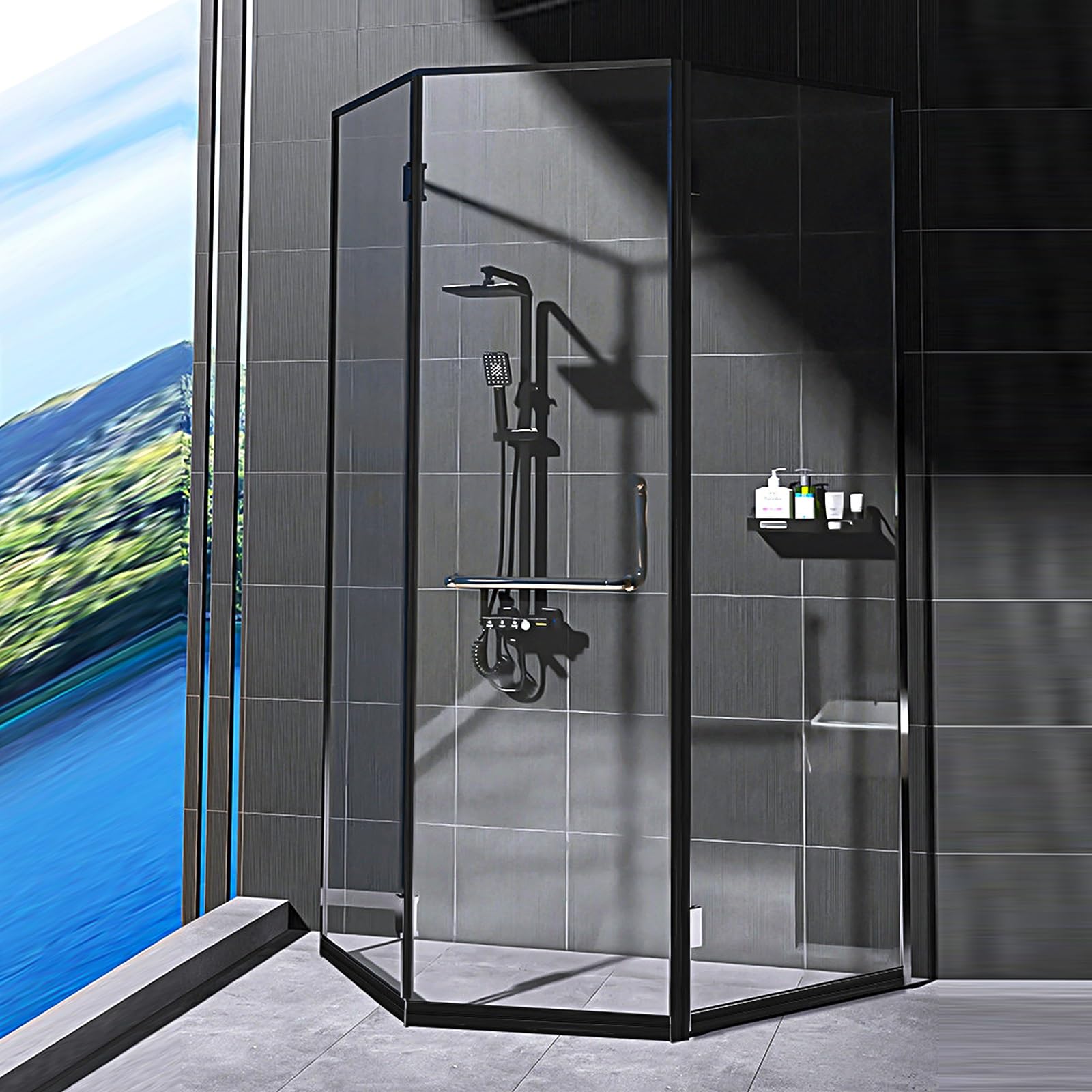 Magnet-Duschlippendichtung for Duschtüren Wasserabweisend, 1 Paar Profil-Dichtung 90°/180°, Länge: 1.1 m, Duschdichtung 6-11 mm, Türdichtung PVC Transparent(10mm)