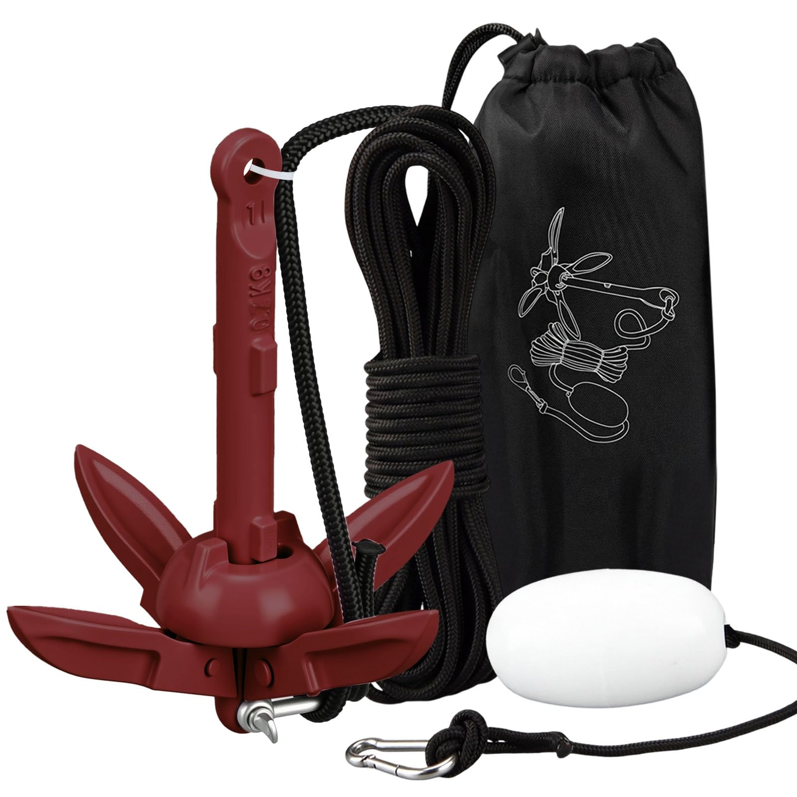 MorningRo Folding Grapnel Anchor Kit, Kayak 40ft Rope