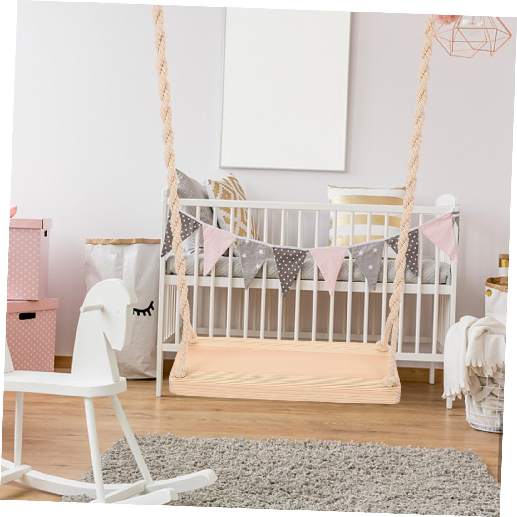 Vaguelly Columpio Asiento Seguro y Resistente Diseño Natural de Madera para Fotografía Adecuado para Decoración del Hogar y Estudio Fotográfico