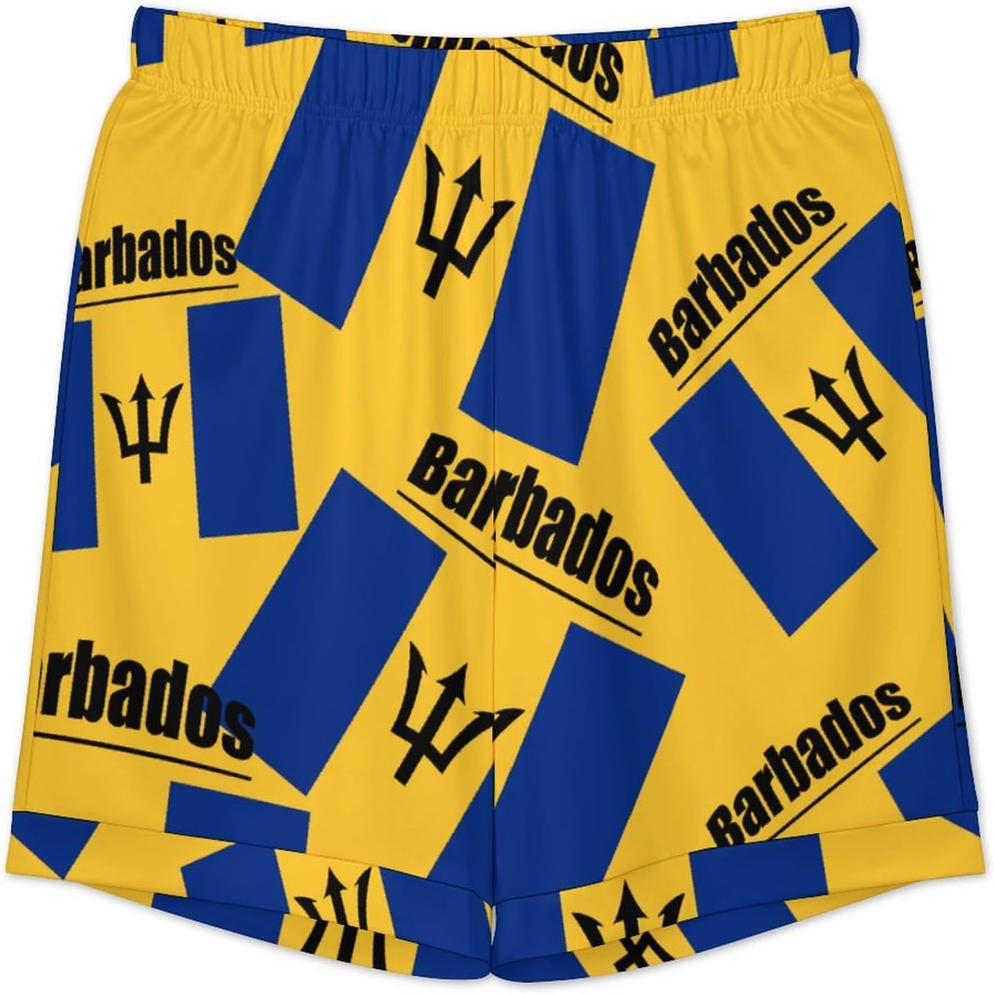 Barbados Flag Barbadian Men's Short Sleeve Pajama Set Satin Silk Like Lounge Sleepwear