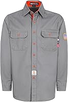 Vista 13 de BOCOMAL Camisas FR para hombre, resistentes al fuego, peso ligero, NFPA2112, camisa de soldadura ignífuga, acabado repelente al agua y al aceite
