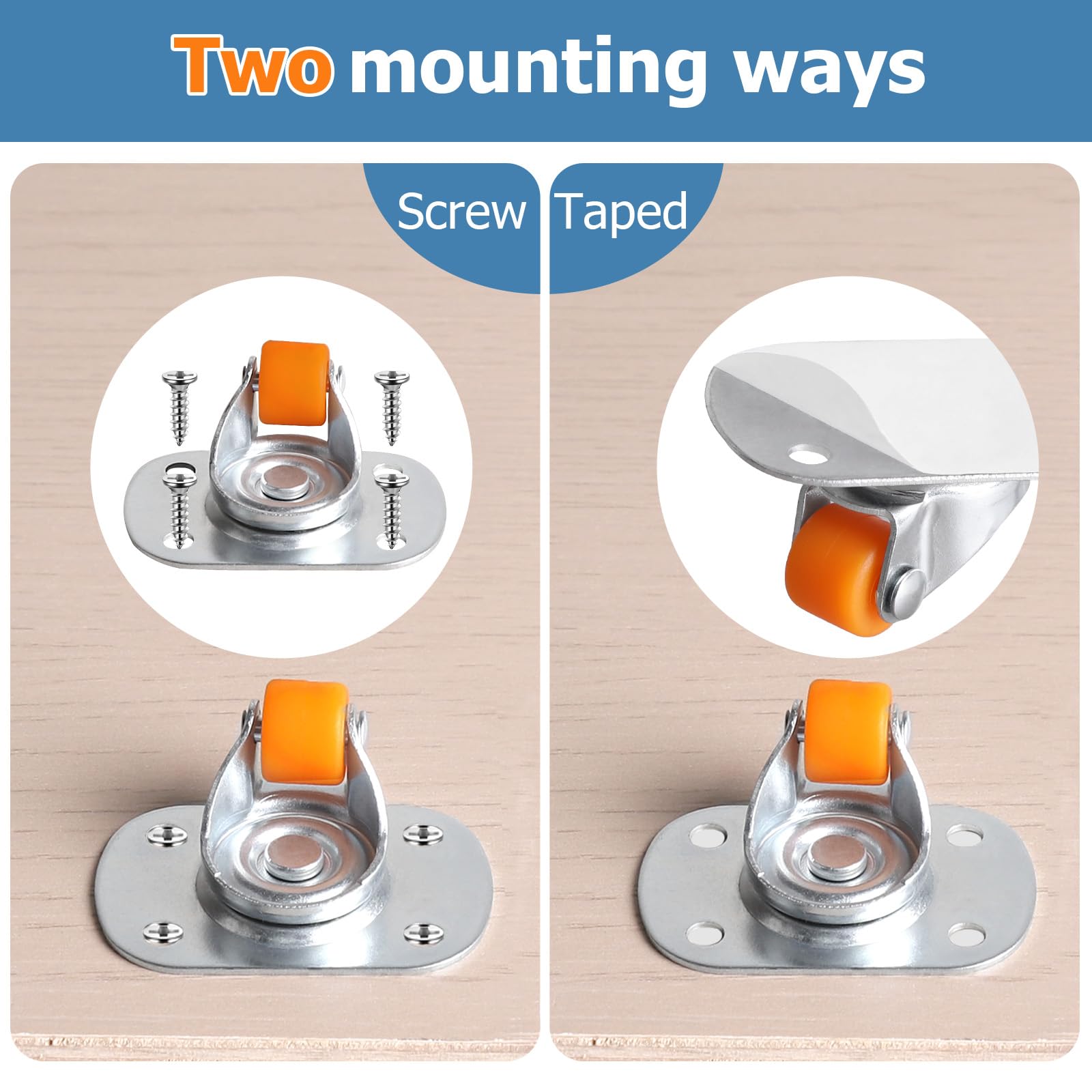 Roulettes En Caoutchouc 12mm, Mini Roues Pivotantes 360° Pour