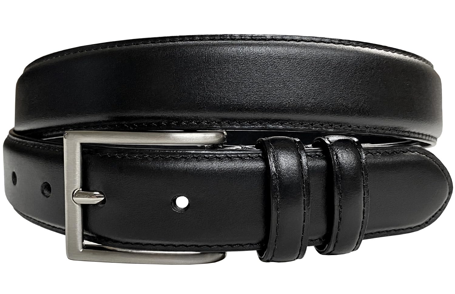 Goffredo Men's 1 1/8 Inch Genuine Italian Leather Dress Belt – Black, 38 Inch, Oil-Tanned With Side Stitching - View #10
