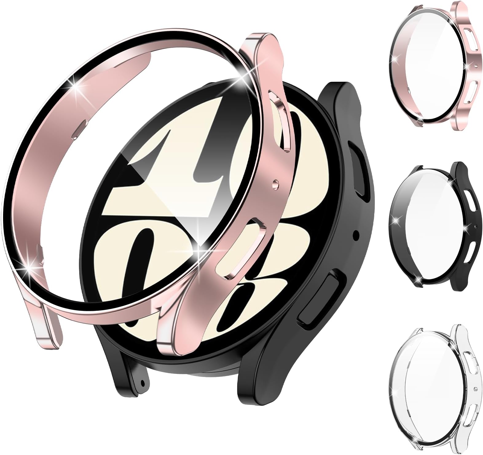 YMHML for Samsung Galaxy Watch 6 Screen Protector Case 40mm,[Upgrade 2 in 1 Design] Hard PC Protective Bumper Built-in Tempered Glass Film Face Cover for Galaxy Watch 6 Accessories Men Women,3 Pack