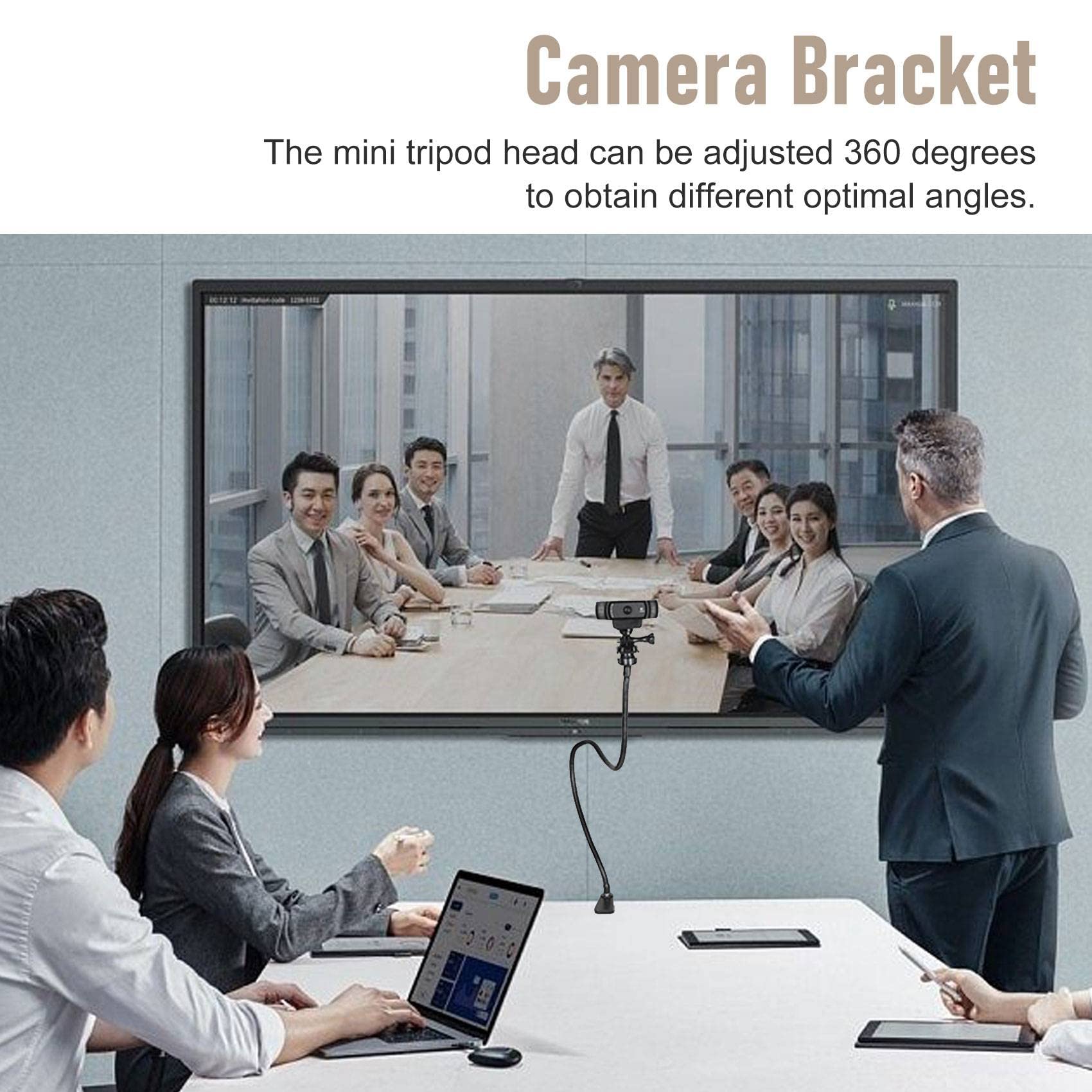 Support de CaméRa avec Pince à Mâchoire de Bureau AméLioréE Support Col de Cygne Flexible pour Webcam 4K C925E C922X C922
