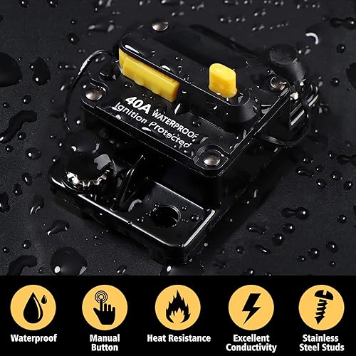 Vista 31 de Disyuntor de 80 amperios con reinicio manual para automóvil, motores marinos, barco, RV, ATV, 12V-48VDC, fusible de sistema de audio impermeable