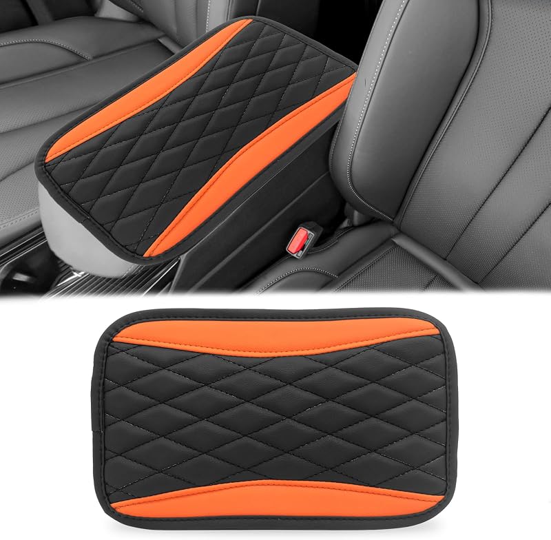 Capa para Console Central e Apoio de Braço Vrasly em Couro PU, Impermeável – Laranja