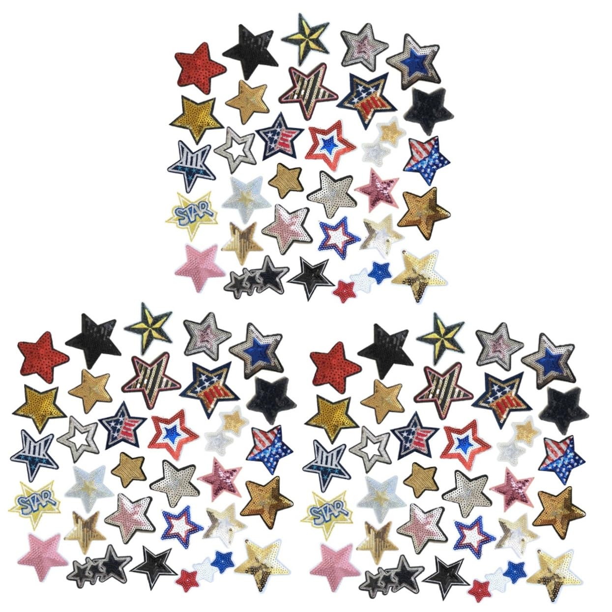Tofficu 3 Set Di Toppe Adesive A Forma Di Pentagramma Per Abbigliamento Jeans Borse Artigianato Decorazioni Paillettes 31 Pezzi*3