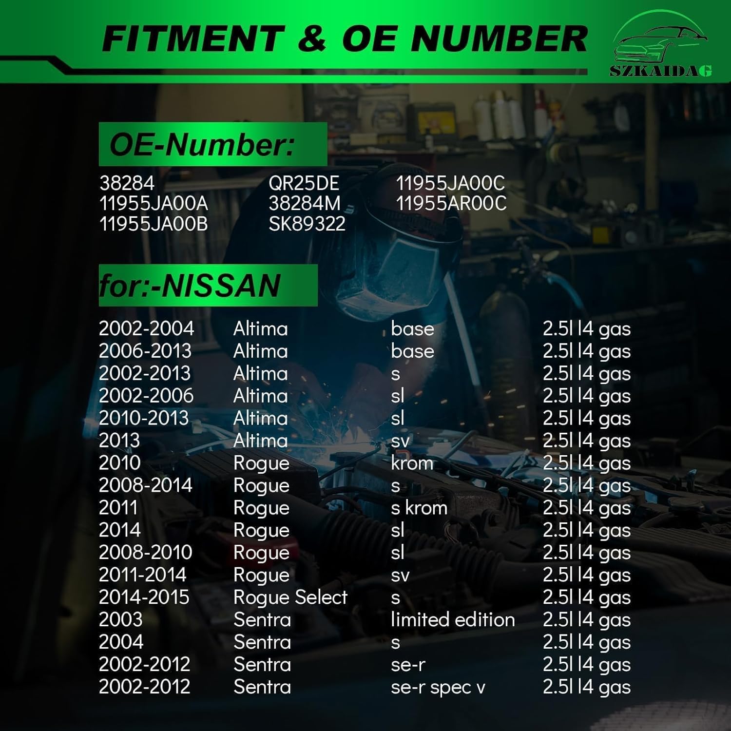 Belt Tensioner Assembly with Pulley for:-Nissan Altima 2002-2013 Rogue 2008-2014,Rogue Select 2014-2015 Sentra 2002-2012 2.5L OE#38284 11955JA00A 11955JA00B QR25DE 38284M SK89322