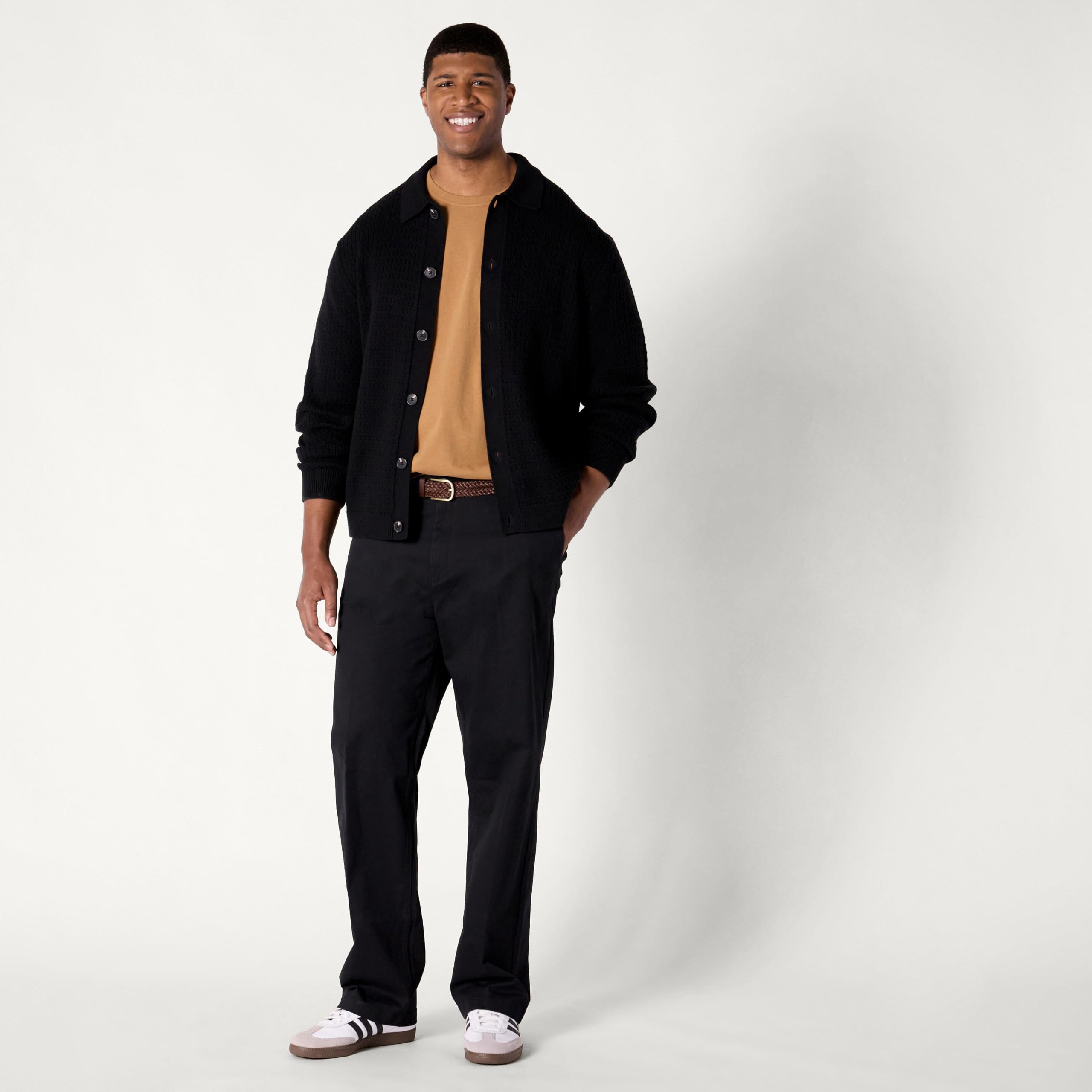 Amazon Essentials Uomo Maglione Cardigan con Colletto, vestibilità Comoda