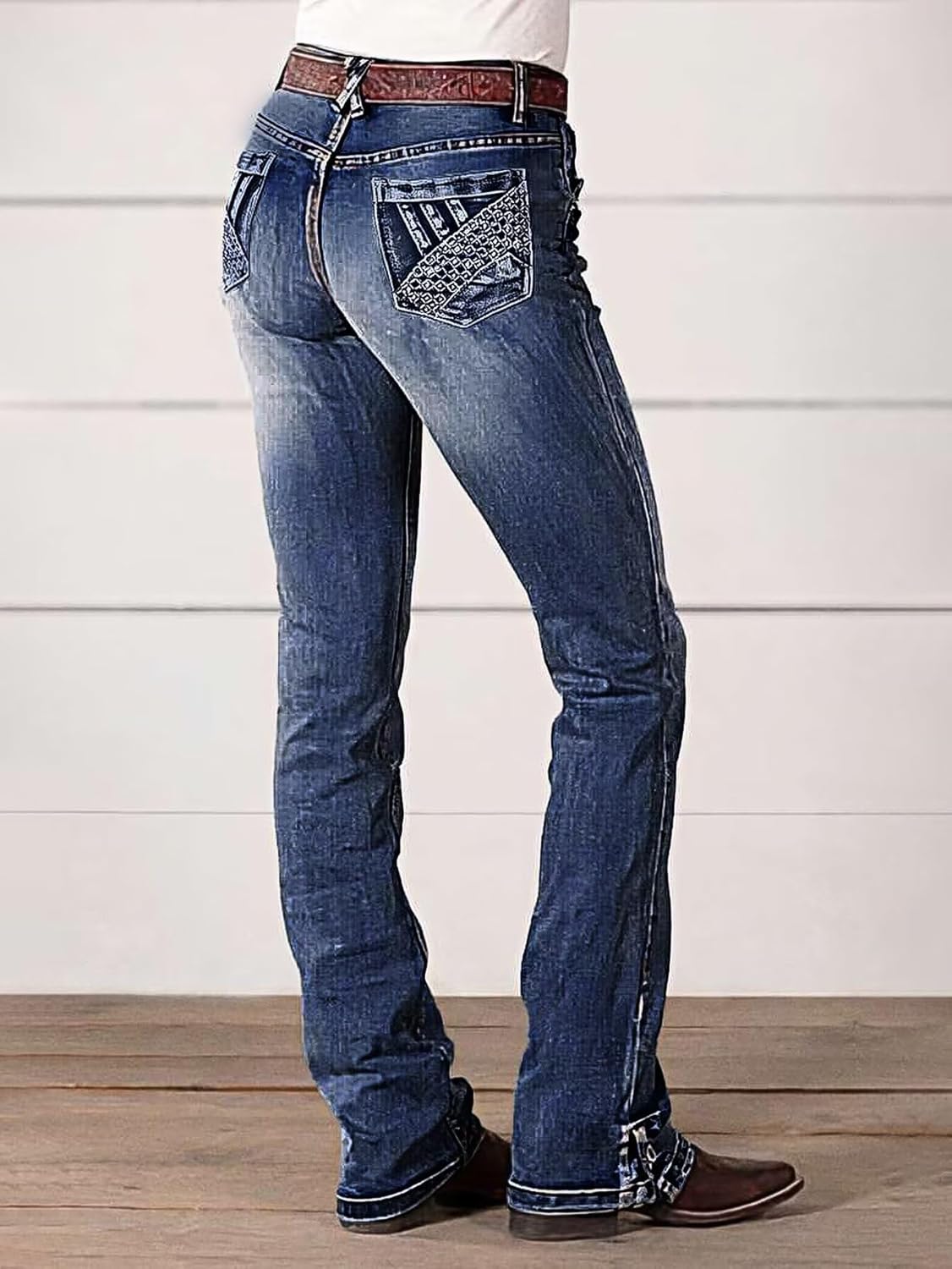 Flamingals Boot Cut Jeans for Women Mid Waist Straight Leg Jeans Trendy Jeans Denim Pants