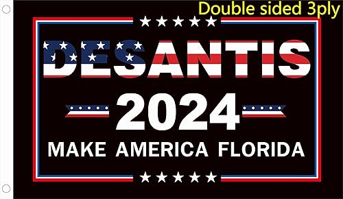 Ron Desantis 2024 bandera de doble cara hace que las banderas de Estados Unidos Florida de 3 x 5 pies al aire libre ambos lados se pueden leer