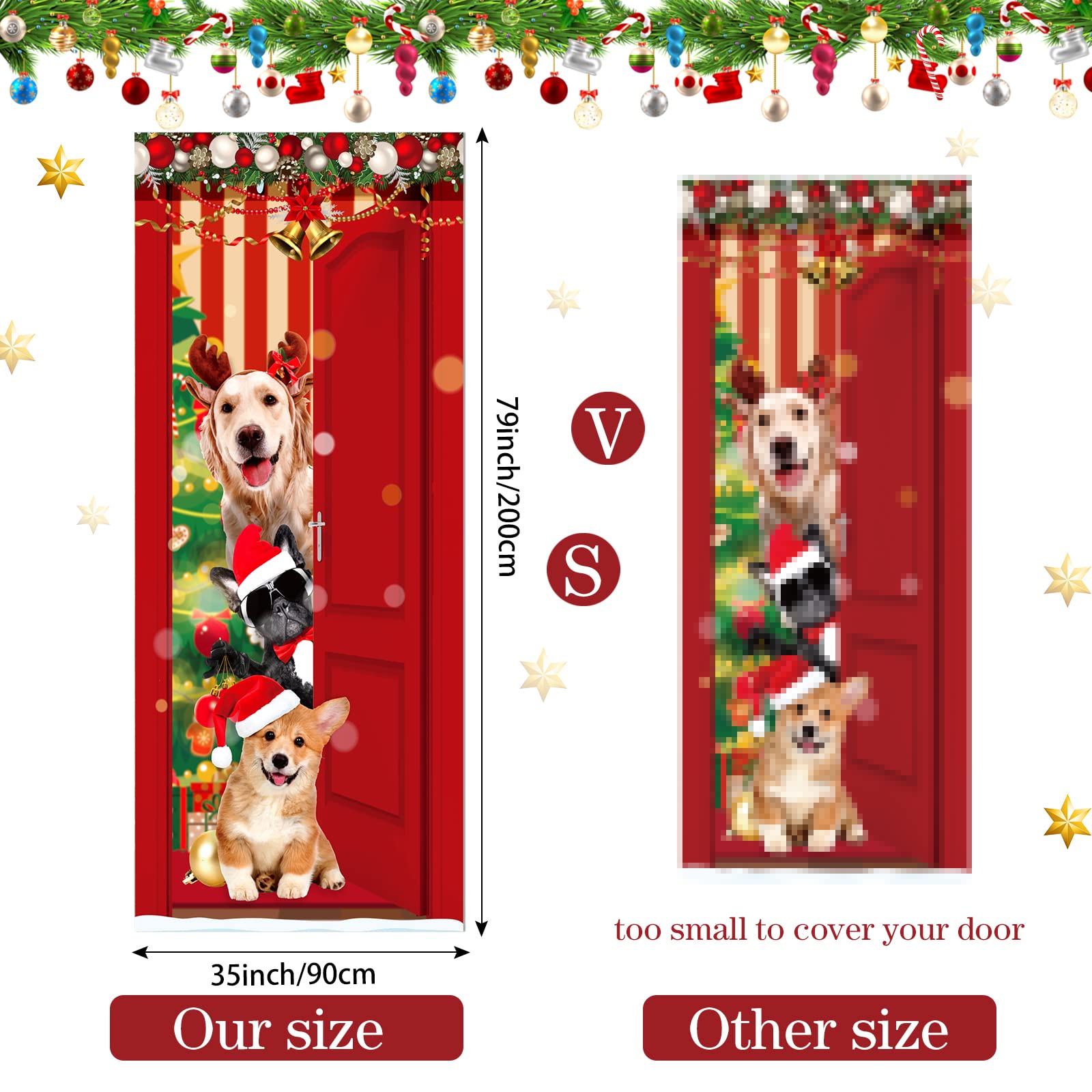 Avezano Funny Christmas Door Banner - Santa & Dogs Merry Christmas Welcome Sign For Outdoor/Indoor Decor - View #8