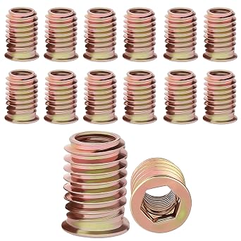 Screw-in Nut M8 x 15 mm Threaded Insert Wood Pack of 30 Threaded Sleeve M8 Screw-In Sleeves Threaded Inserts Screw Sleeve Threaded Insert Nuts Galvanised Hex for Wooden Furniture etc
