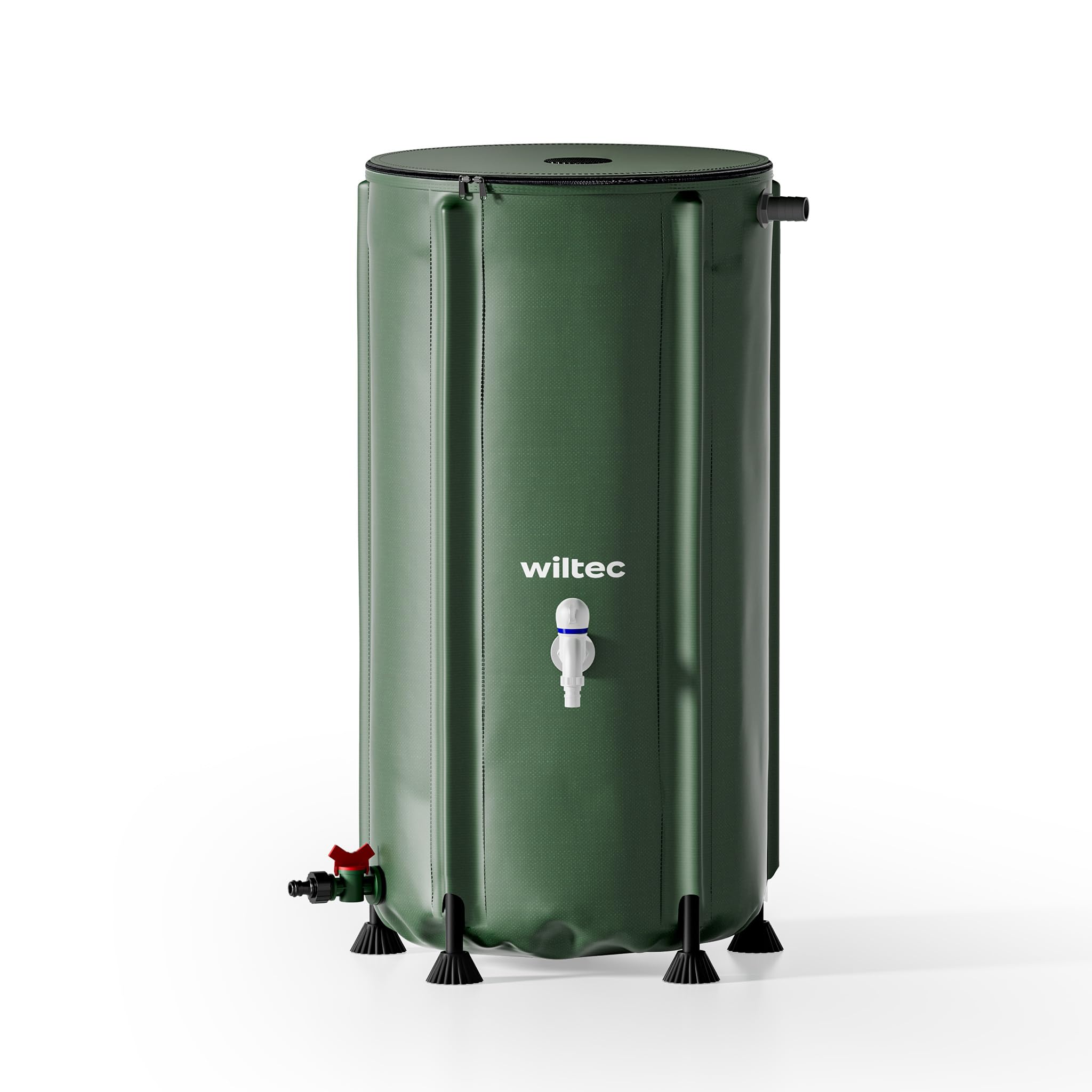 Wiltec Collapsible Water Container 100 Liter Rain Water Tank with Overflow Protection for Practical Water Storage Water Butt Barrel Portable Rain Catcher Collector Gardening Watering Plastic Feet — image 1