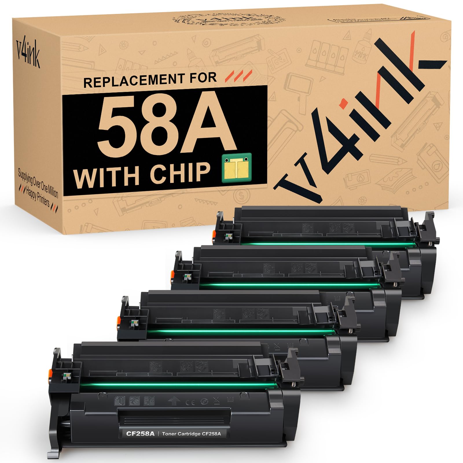 58A Toner Cartridge Black 4 Pack Compatible for HP 58A CF258A M404n M404dn