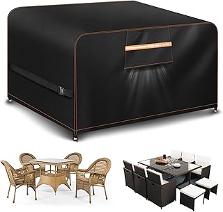 Housse Table De Jardin Avec éVent D’Air 420D Oxford Housse Protection Salon De Jardin Protection Table Exterieur 250x250x90CM Exterieur Impermeable RéSistance Au Vent