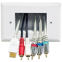 Vista 4 de DataComm 45-0008-WH - Placa de cable de pared de bajo voltaje empotrable de 1 banda (paquete de 2), color blanco