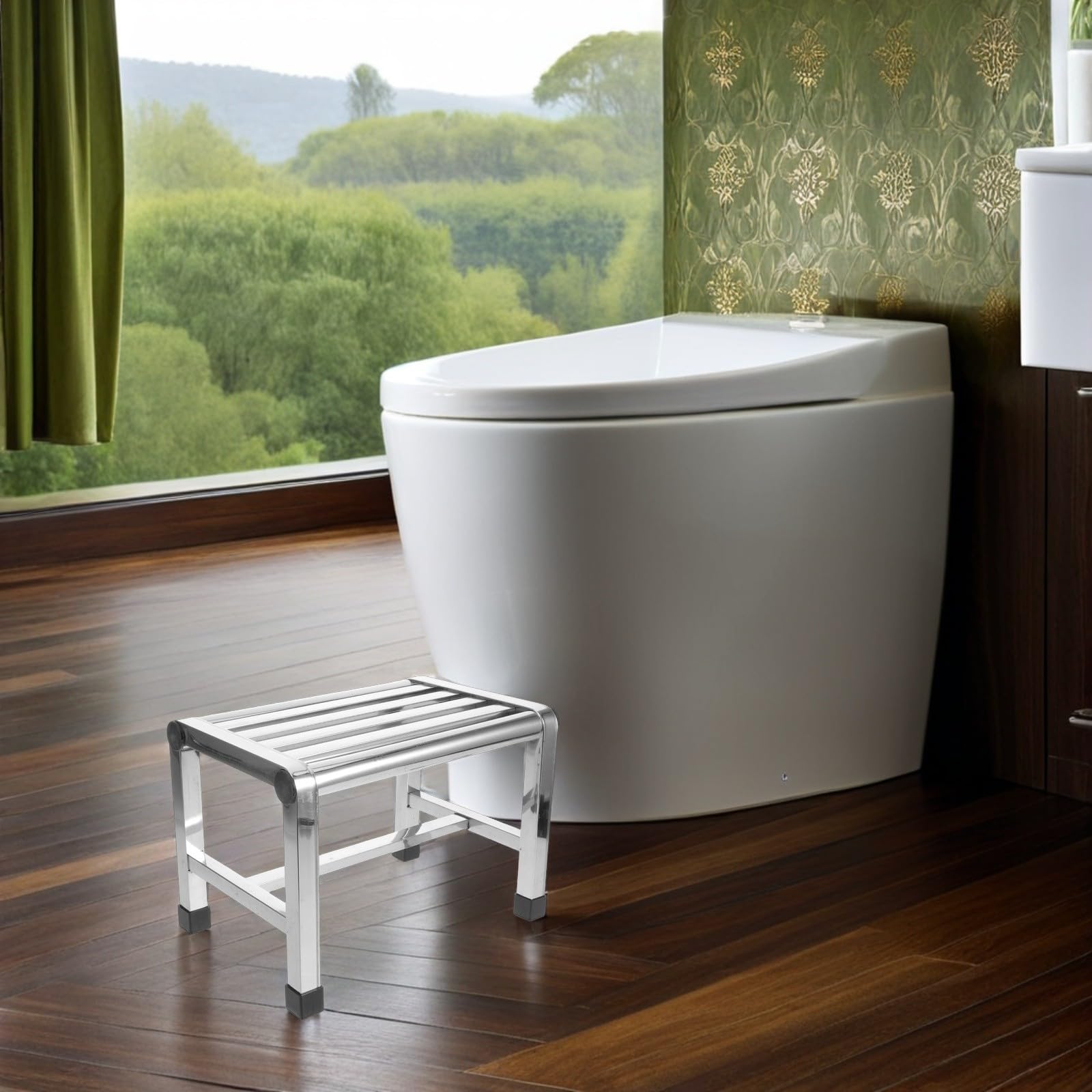 Banco de Ducha de Acero Inoxidable Resistente Diseño Taburete para Baño Seguro Adecuado para Mayores y Uso Hogar