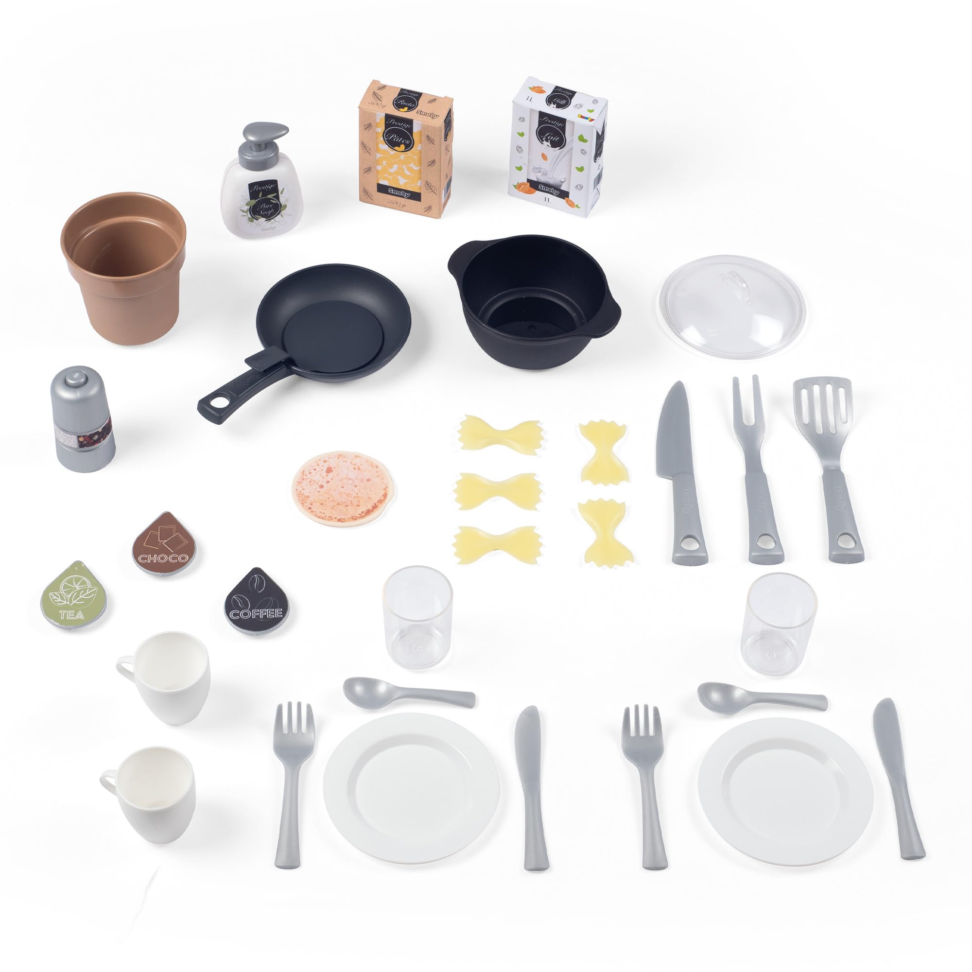 Smoby Cucina Loft 7600312600, +3 Anni, Stile Industriale, Altezza Piano 50 cm, 32 Accessori, Raccolta Differenziata, Made in France