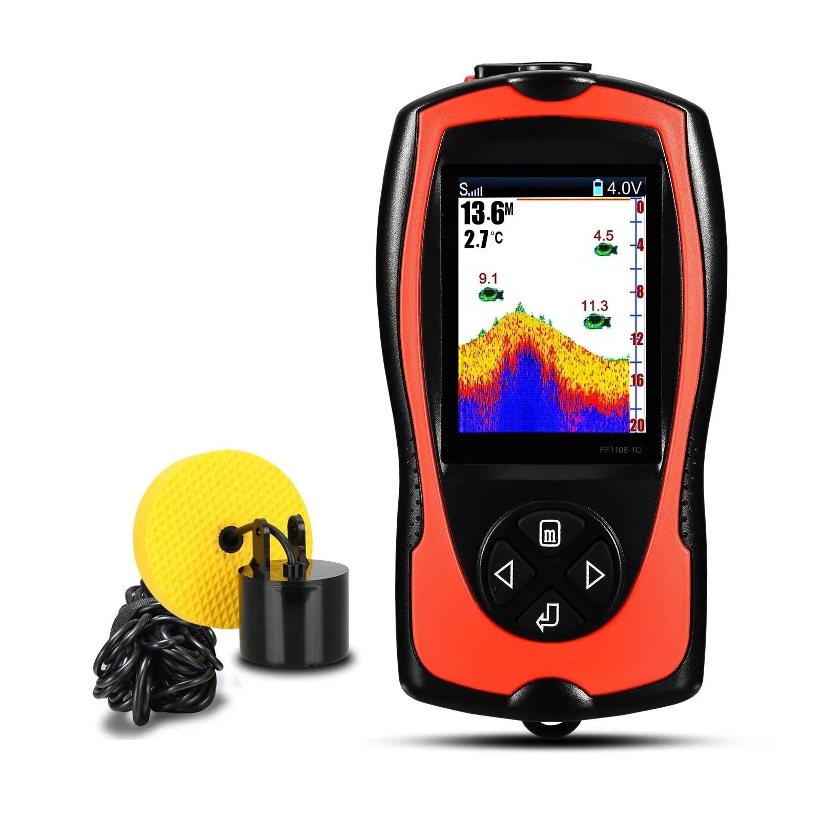 Sondeur de pêche Filaire Portable, sondeur à écho de Profondeur de 100 m, écran LCD Couleur TFT, for la pêche