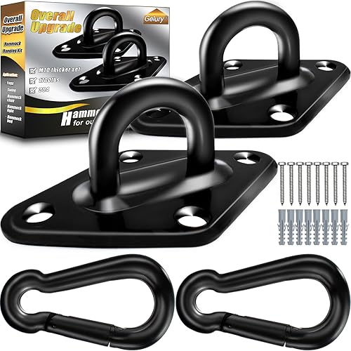 Ganchos de hamaca resistentes, 1700 libras de capacidad para colgar hamacas, 2 ganchos de ojo de acero inoxidable 304 de 0.394 pulgadas para colgar